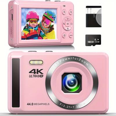 TEMU 16x Digital Zoom, 4k Digital Camera 44mp Compact Point And Shoot Camera For Photography, Travel, And Camping - Includes 32gb Sd Card, Battery, And Portable Design For Easy Carrying