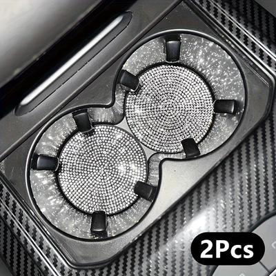 TEMU 2pcs Silicone Diamond Bling Cup Holder Coasters, Non-slip Universal Vehicle Interior Accessory Coasters, Multifunctional Sparkling Insert Mat Pads