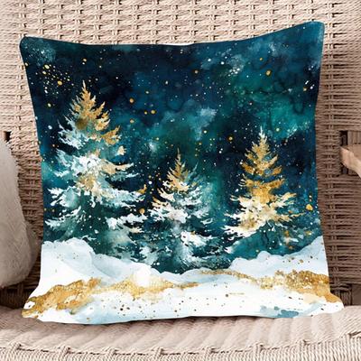 TEMU 1pc, 18x18inch Pillowcase, Double- Printed, & , Christmas , Zippered For , , Polyester ,