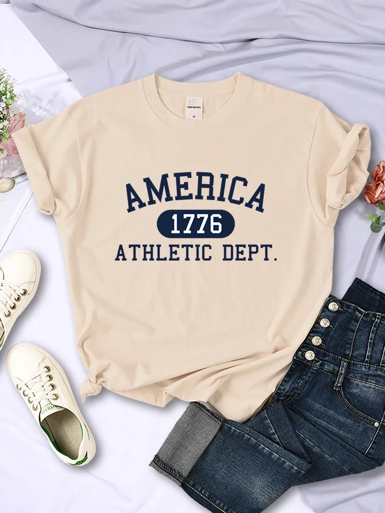 Amerika 1776 Athletic Dept Brief T-Shirt Weibliche Sport Casual Crop Top Cool Hip Hop T-shirt Weiche Atmungsaktive T Shirt Frauen
