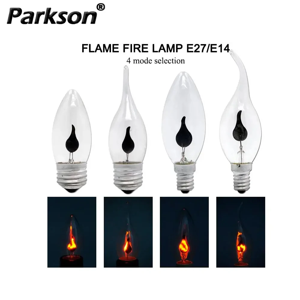 Vintage Edison Flamme E27 E14 LED Kerze Glühbirne AC 220V 3W Retro Effekt Glühbirne Lampe Flimmern Feuer licht Für Home Decor Beleuchtung Image