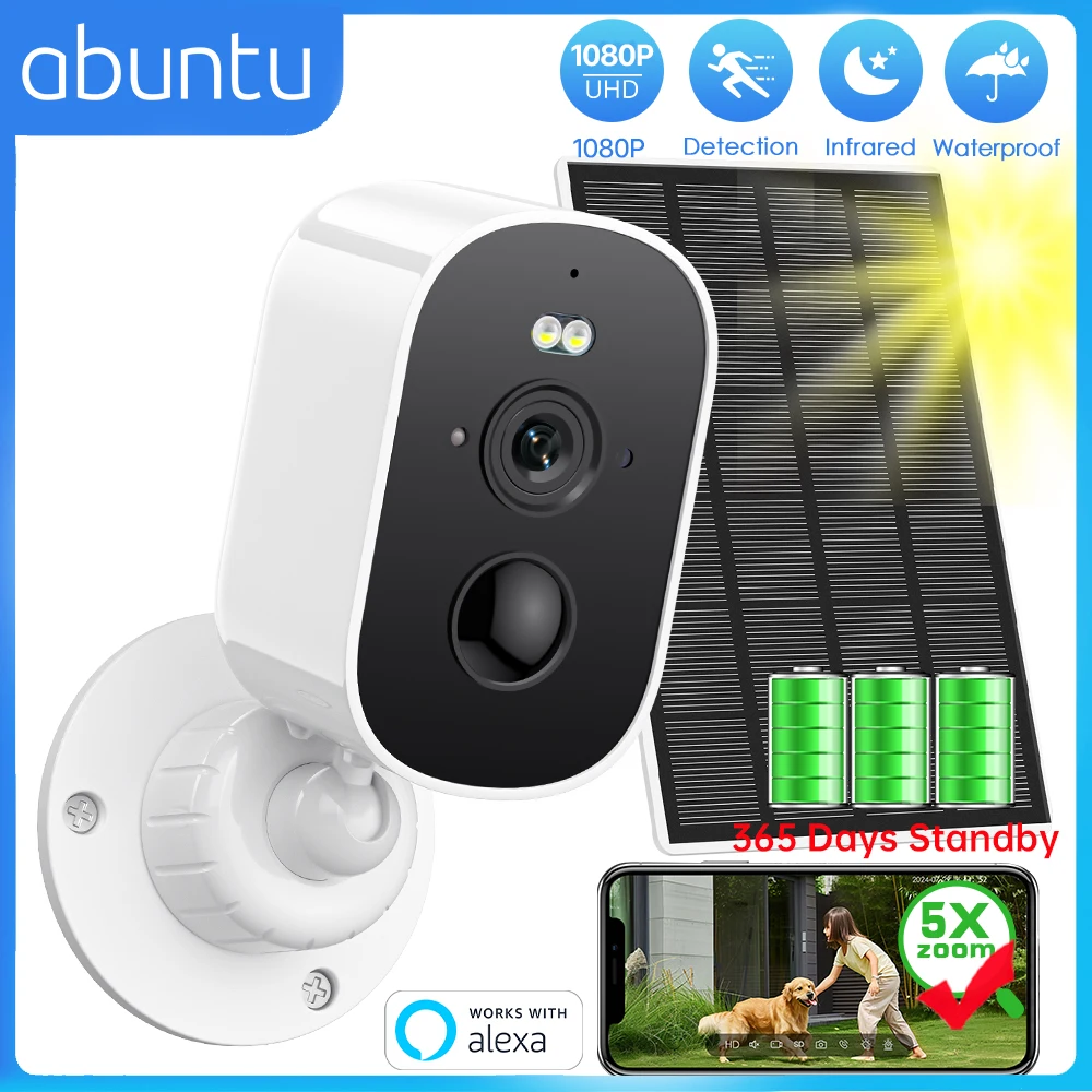 1080P HD Drahtlose Solarkamera Outdoor Wifi Überwachungskamera 365 Tage Standby PIR Menschenerkennung Batterie Sicherheitsschutz Image