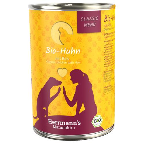 6x400g Bio-Huhn mit Bio-Reis Herrmann's Menü Classic Hundenassfutter