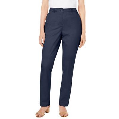 Plus Size Women's Stretch Cotton Chino Straight Leg Pant by Jessica London in Navy (Size 24 P)