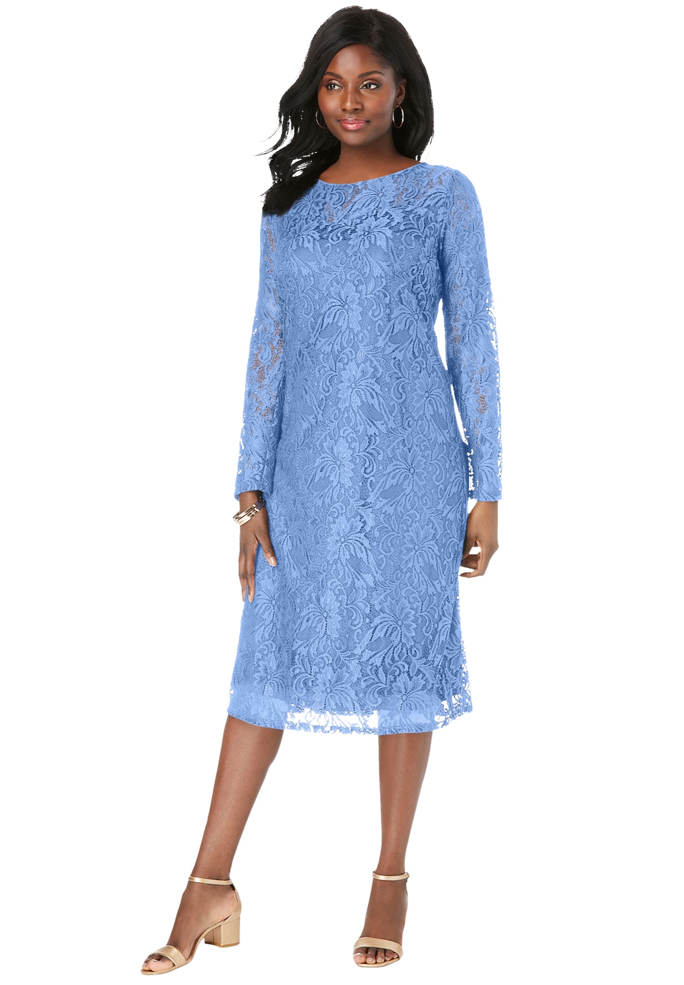 Plus Size Women's Stretch Lace Shift Dress by Jessica London in French Blue (Size 20)