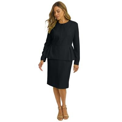 Plus Size Women's Collarless Peplum Skirt Suit by Jessica London in Black (Size 30 W)