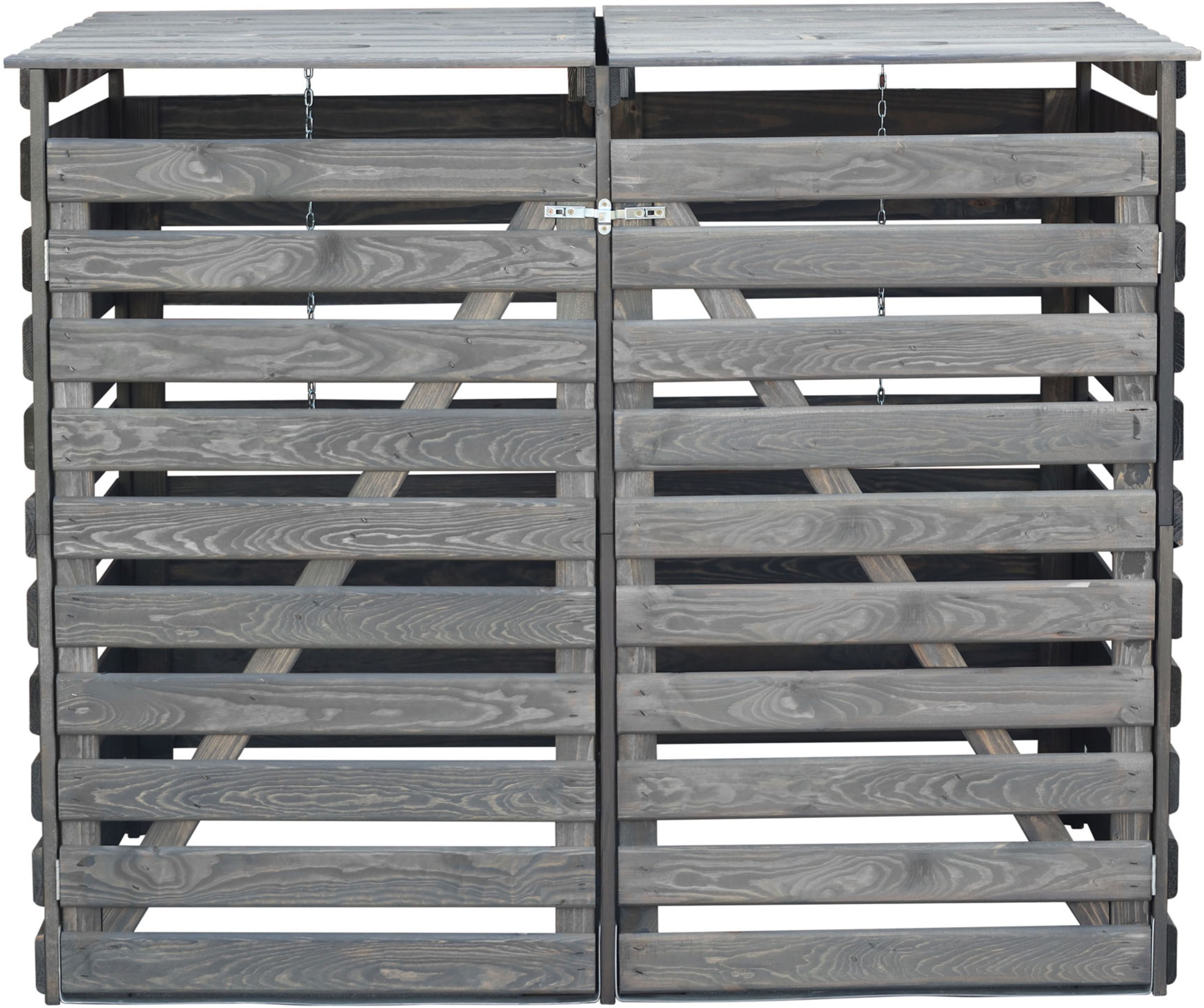 Mülltonnenbox PROMADINO "Vario V", grau, B:92cm H:122cm T:148cm, Massivholz, Metall, Aufbewahrungsboxen, besonders robust aus zertifiziertem Kiefernholz gefertigt Image