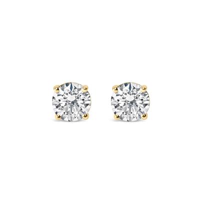 Women's 14K Gold 1.0 Cttw Round Brilliant Cut Lab Grown Diamond 4-Prong Classic Solitaire Stud Earrings by Haus of Brilliance in Yellow Gold