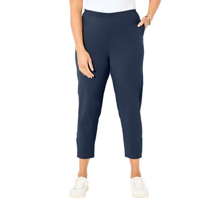 Plus Size Women's Suprema Studio Slim Leg Zip Pant by Catherines in Navy (Size 5X)