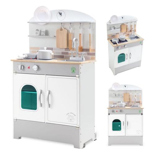 Kinderküche Puppenküche Set Kinder Küche mit Zubehör wie Mikrowelle, Backofen, Spüle, Kochgeschirr