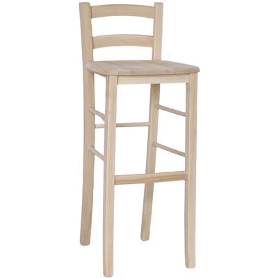 Barhocker aus Rohholz zum Lackieren h 80 cm Massivholzsitz Image