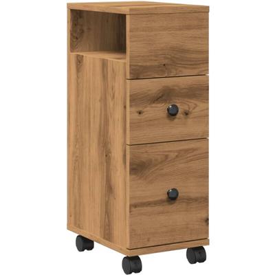 Badschrank Schmal mit Rollen Artisan-Eiche Holzwerkstoff Vidaxl Image