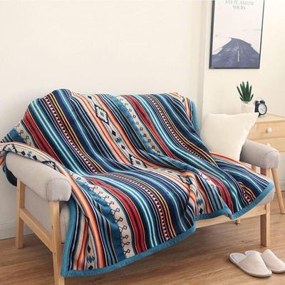 Korallen-Fleece-Decke, Reisedecke, buntes Streifenmuster, 125 x 155 cm (bunte Streifen)