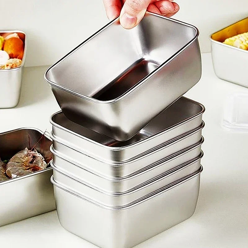 Boîte de conservation des aliments frais en acier inoxydable 304, récipient hermétique de stockage des aliments avec couvercle, boîte à déjeuner Bento, outils de Camping pour pique-nique en plein air
