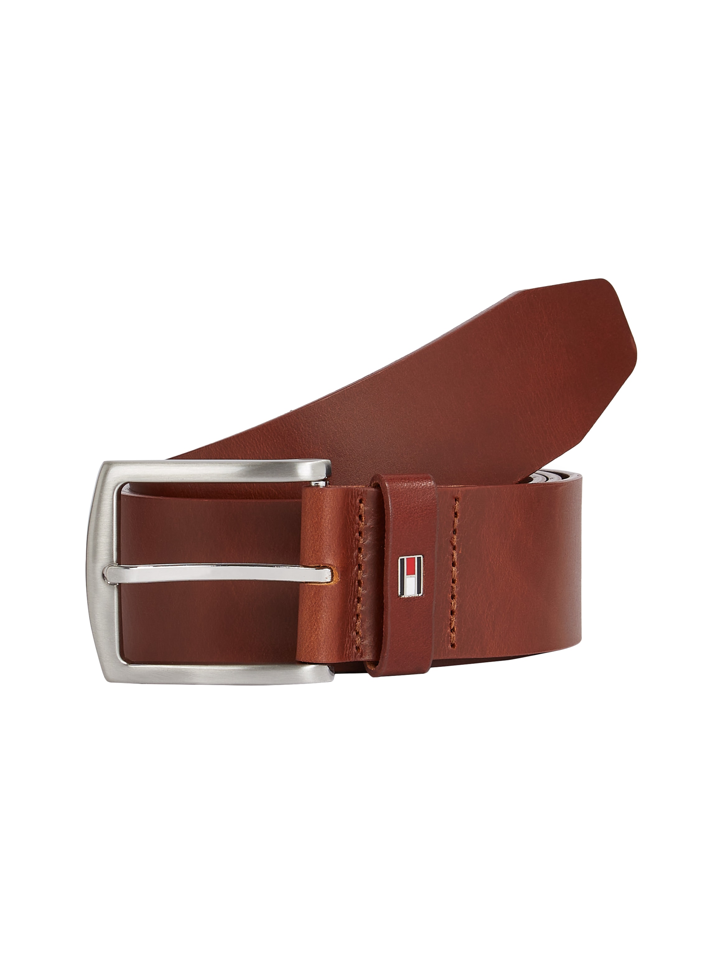 Ledergürtel TOMMY HILFIGER "New Denton 4 cm", Damen, Gr. 90, braun (cognac), Leder, Gürtel, NEW DENTON BELT mit Flag-Logoschlaufe Image