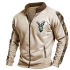 Herren Hirsch Pullover Sweatshirt Reißverschluss-Sweatshirt Langarm Sweatshirt Stehkragen Reißverschluss Mode Täglich Einfach Druck Urlaub Ferien Ausgehen Tasche Reißverschluss vorne Winter