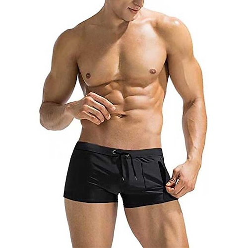 Herren Badehosen Badeshorts Boardshorts Kordelzug Reißverschlusstasche Einfarbig Komfort Weich Kurz Lässig Ferien Schwimmbad Streetwear Stilvoll Schwarz Weiß