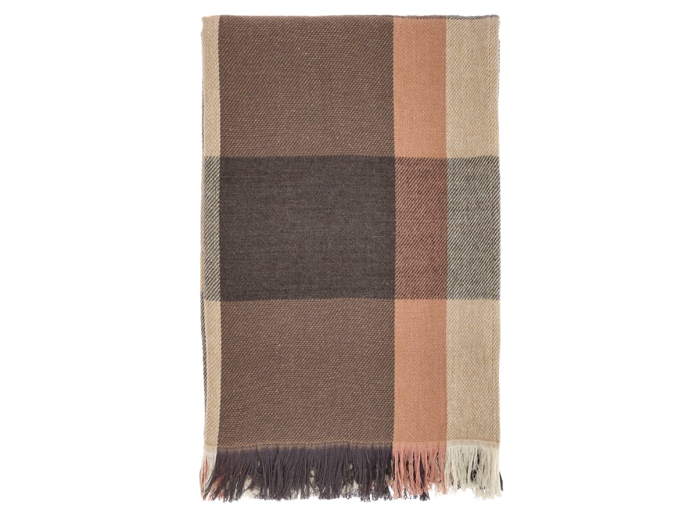 Plaid en coton 170 x 130 cm brun café