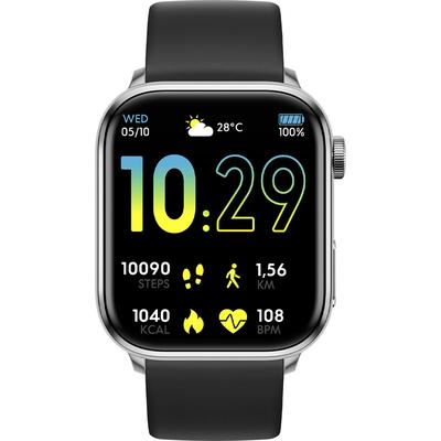 Smartwatch ICE-WATCH "ICE smart 2.0 - 1.96", silber (schwarz, silberfarben), Smartwatches, Armbanduhr, Damenuhr, Herrenuhr, Silikonarmband, Schrittzähler