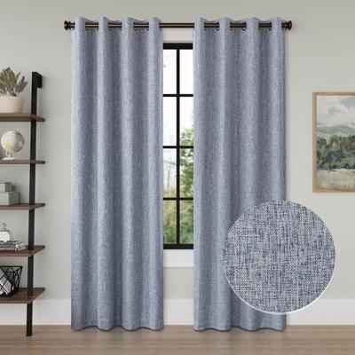Linen Texture 100% Blackout Grommet Curtain Pair(2 panels)