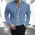 Camicia formale da uomo camicia con risvolto con bottoni in bianco e nero rosso manica lunga