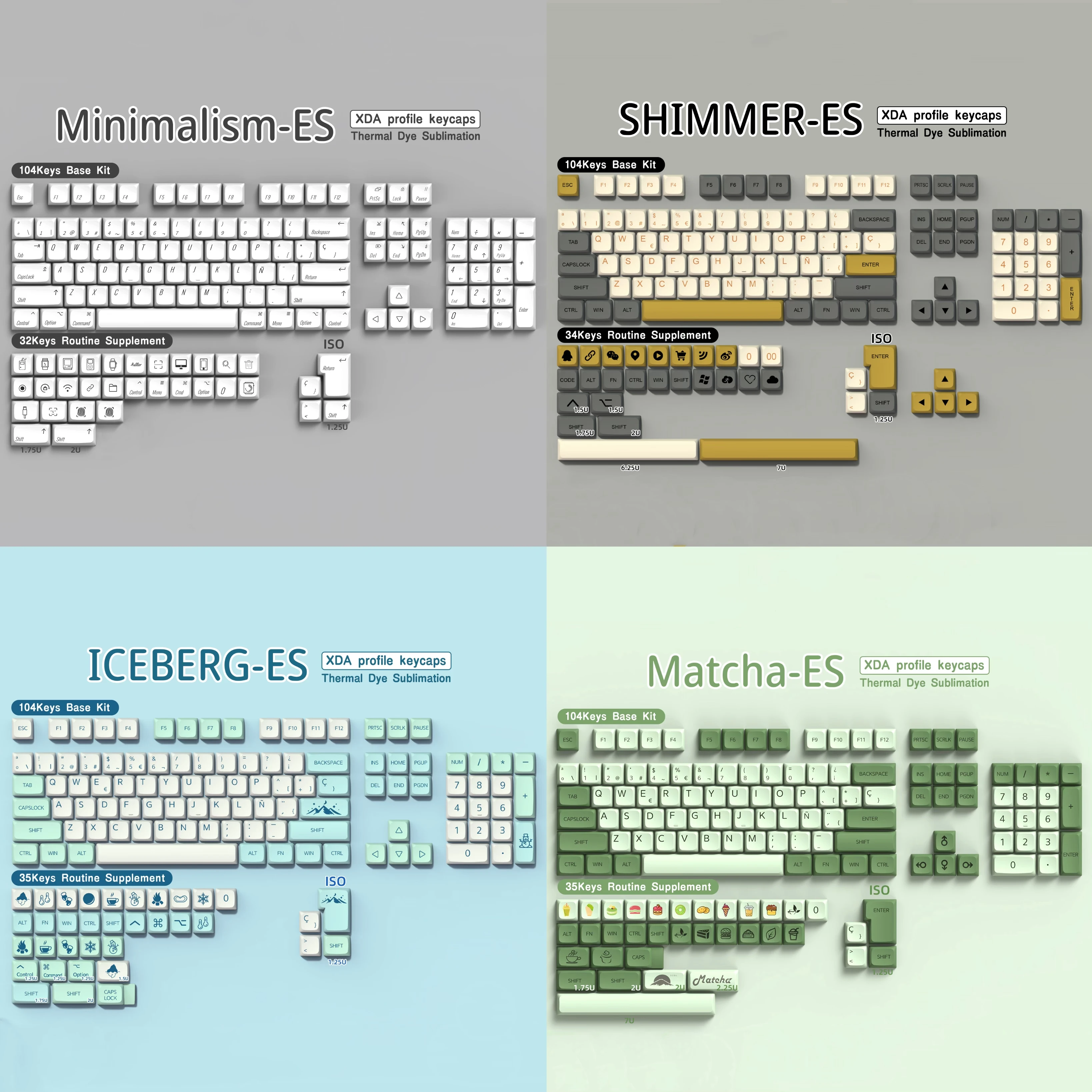 Spanische Tastatur-Tastenkappen, 136/140 Tasten, ISO-Alice-Layout, XDA-Profil, PBT ES-Tastenkappen, Dye-Sub für mechanische Tastatur, 7U-Spacebar Image