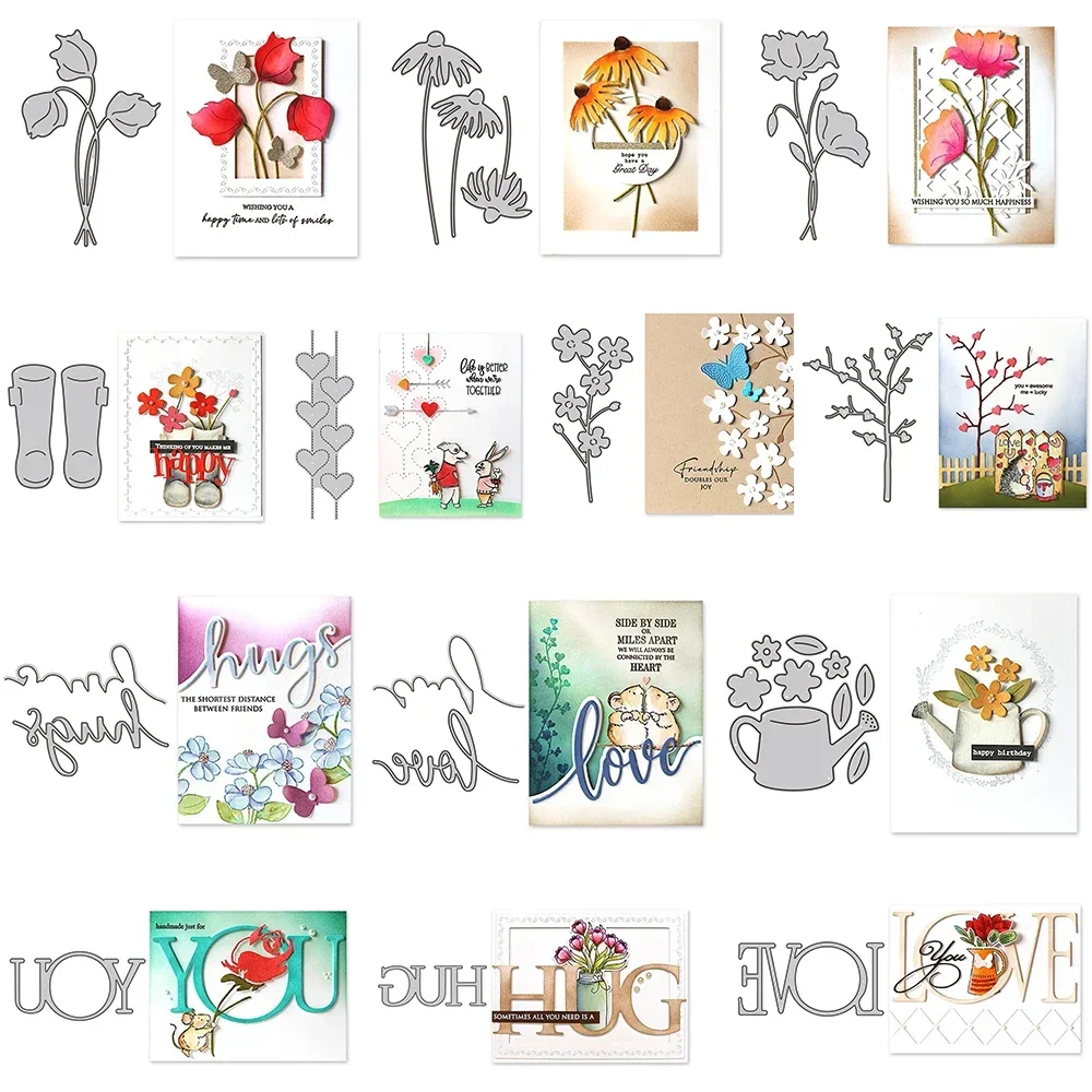 Zarte Gänseblümchen Blume Metall Schneidwerk zeuge lieben Sie Umarmung Brief für DIY Scrap booking Papier karten machen dekorative Prägung Handwerk Image