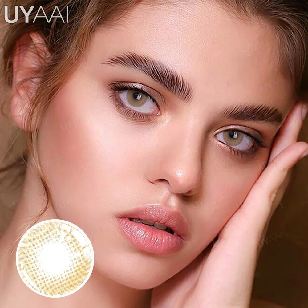 UYAAI 1 Paar farbige Kontaktlinsen für Augen, natürliche braune Linsen, Schönheitslinsen, graue Linsen, Augenkontakt für Frauen, hochwertige Linse Image