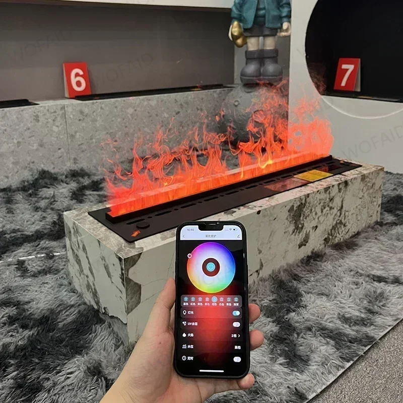 3D-Atomisierungs-Kamin für das Wohnzimmer, mehrfarbige künstliche Flamme, elektronischer Kamin, Fernbedienung, Wasserdampf-Kamin
