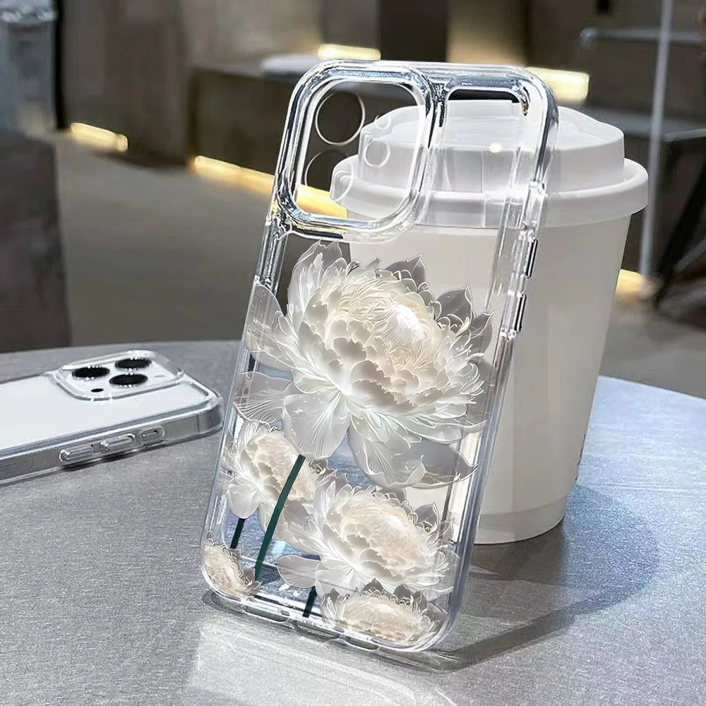 Blume stoßfeste Handyhülle für iPhone 16 Pro Max 13 15 14 11 12 16promax 15promax 14promax transparente Silikon Funda Cover Image