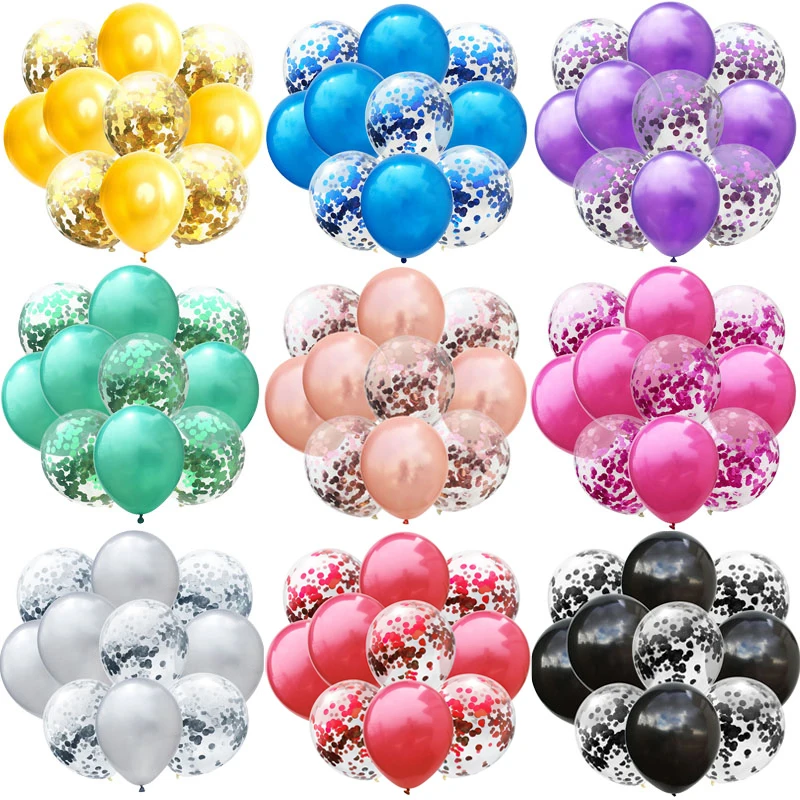 12 Zoll 10 Stück Mix Blau Roségold Konfetti Latexballons Bunte Hochzeits- und Geburtstagsfeier-Dekoration Transparente Ballons Image