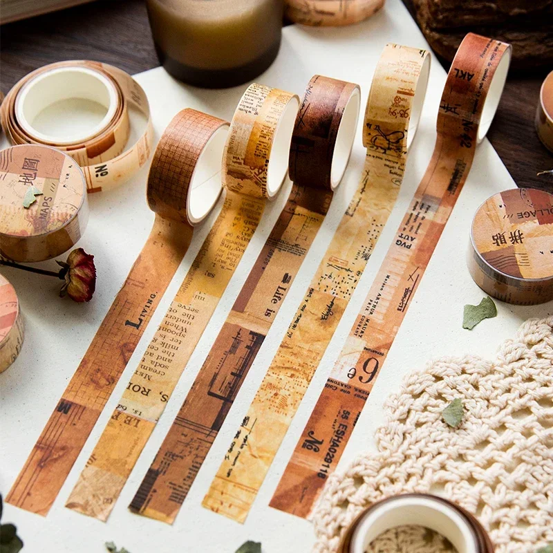 15mm * 2m Vintage Washi Papier bänder Retro altes Papier dekorative Klebeband DIY Scrap booking Aufkleber Etikett Briefpapier Image