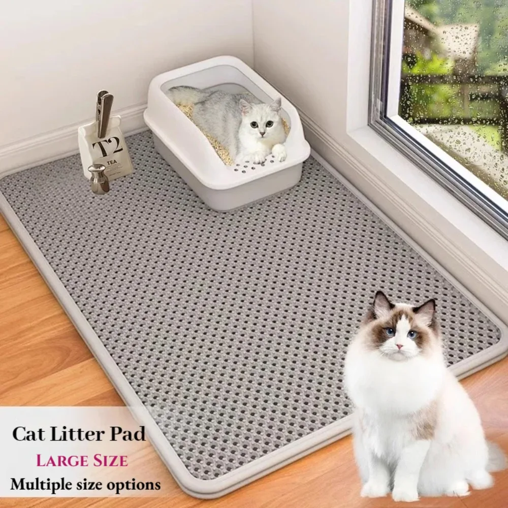 Katzenstreu-Matte, doppellagiges Katzenstreu-Pad, wasserdicht, rutschfest, Sandschüssel, Filtermatte, Sandkasten-Matte für Katzen, mehrere Größen Image