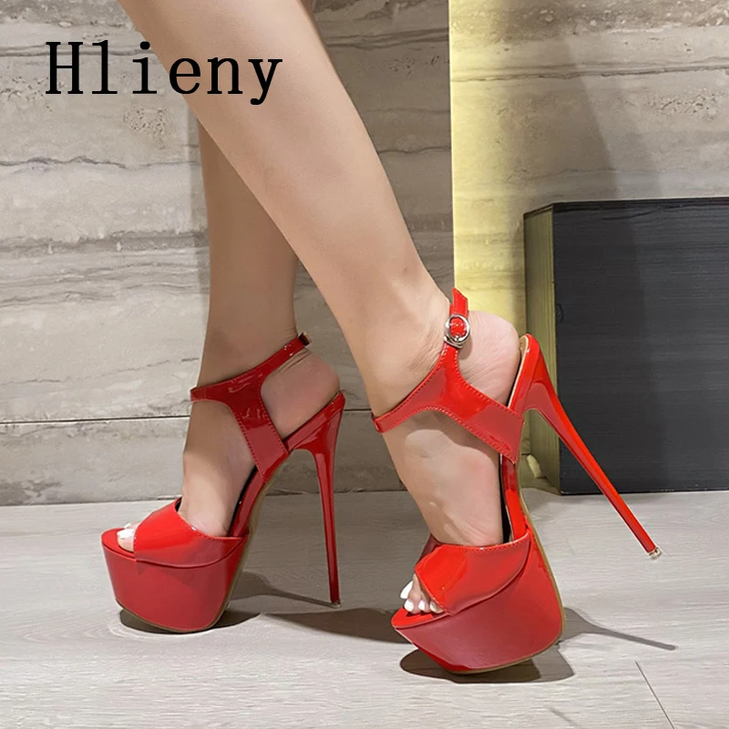 Hlieny 2026 Sommer Stil Sexy 16 cm High Heels Schnalle Sandalen Frauen Peep Toe Nachtclub Party Stripper Schuhe Große Größe 45 46