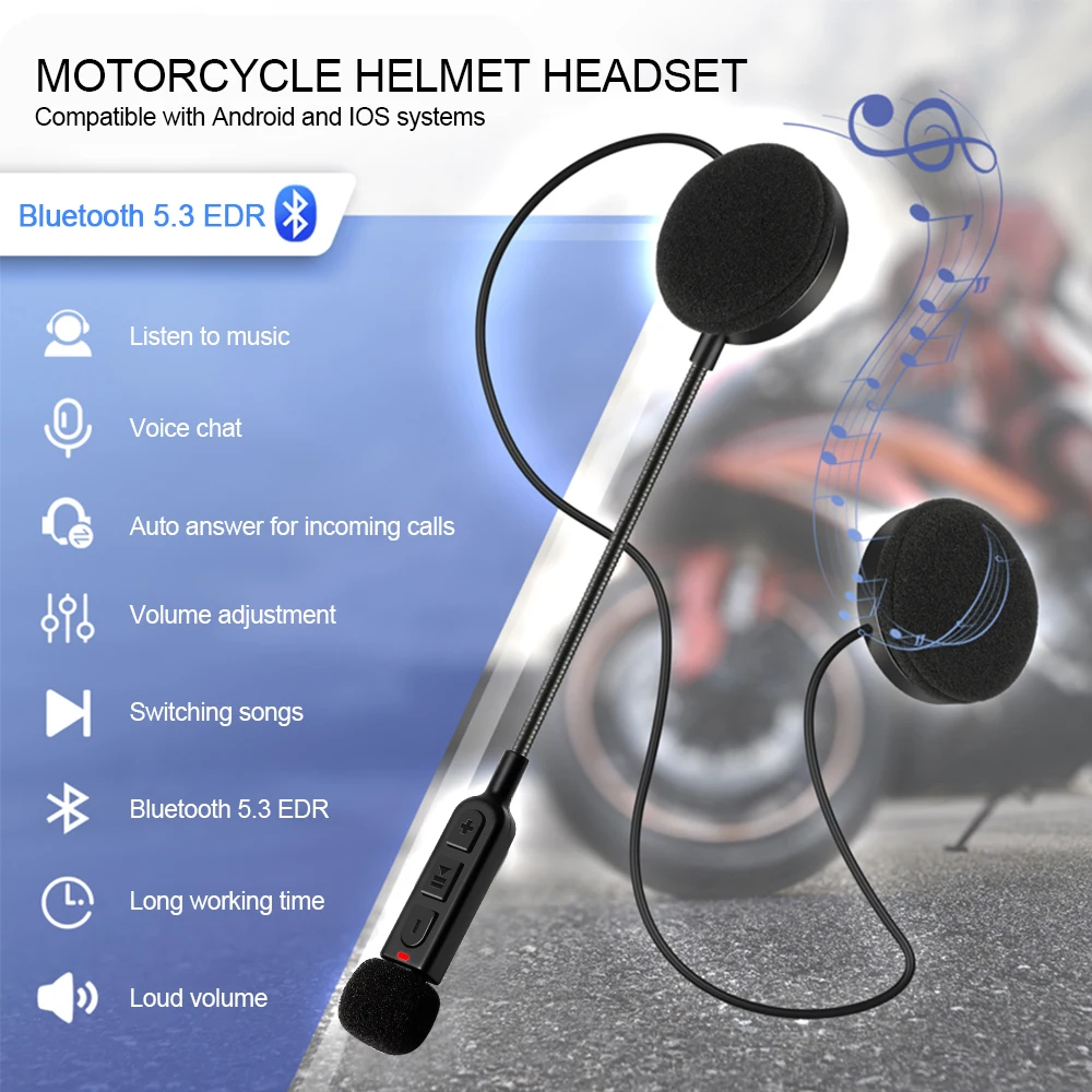 Motorrad Helm Headset Bluetooth 5,3 Wasserdichte Moto Kopfhörer Wireless Stereo Kopfhörer Lautsprecher Freisprecheinrichtung Helm Headsets Image