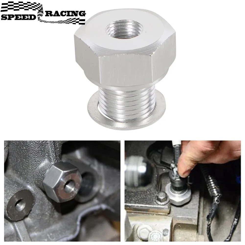 LS Motor Swap Männlichen M16x 1,5 oder M12x 1,5 Weibliche 1/8 NPT Aluminium Öl Druck Sensor Adapter Stecker Mit Dichtung silber Image