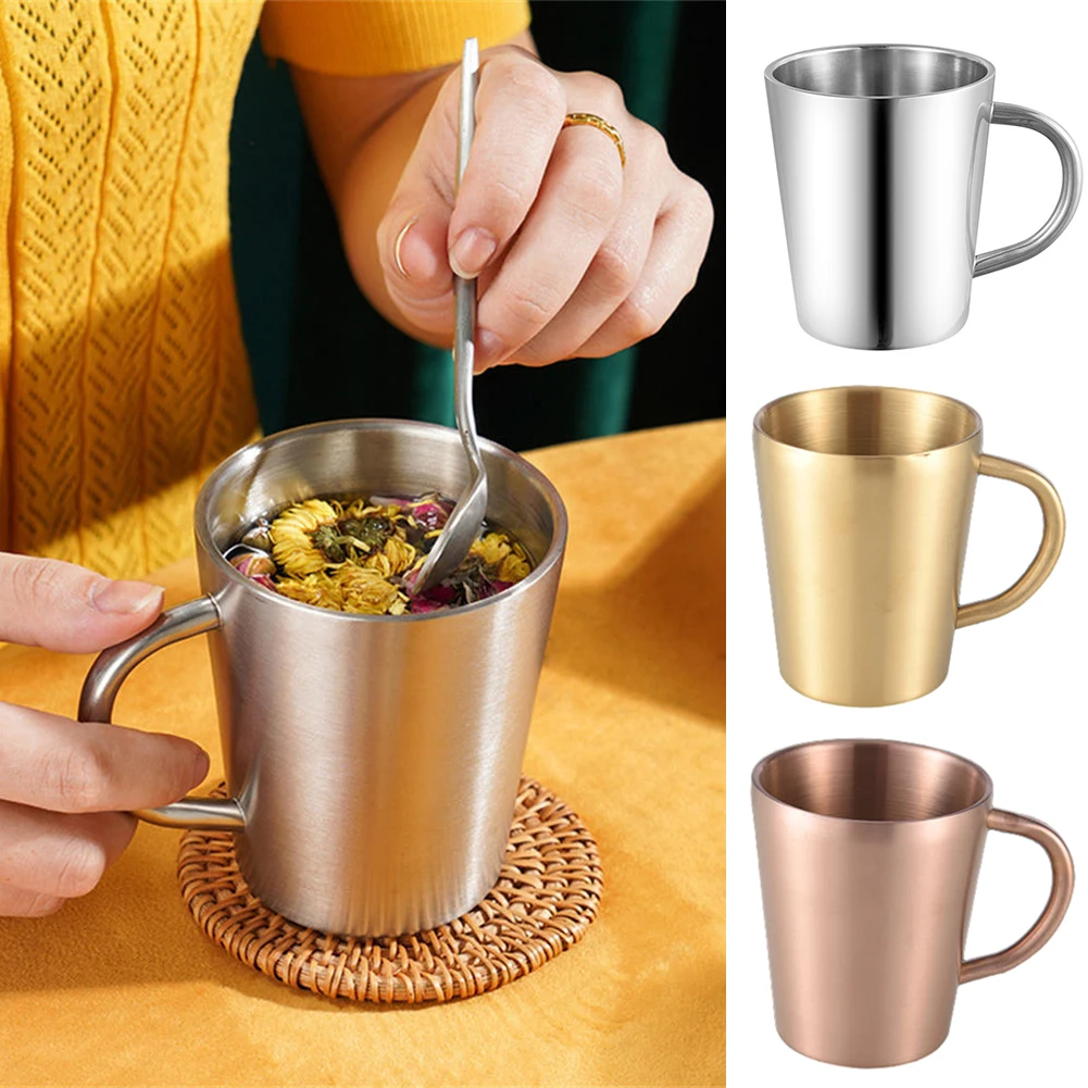 Doppelschicht-Wasserbecher Edelstahl-Kaffeetassen Wiederverwendbare Heiß- und Kaltmilch-Kaffeetasse Getränke-Wasserflasche für das Wohnzimmer Image