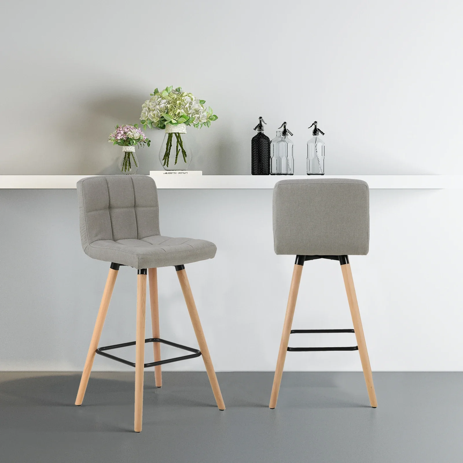 WOLTU 2 Teile/satz Barhocker mit Rückenlehne Leinensitz Küche Hochhocker Tee Café Esszimmer Restaurant Barstühle Home Bar Möbel