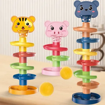 Montessori Spielzeug Baby 0 12 24 36 Monate Track Rolling Ball Push Pop Schiebe Ball Frühen Bildung Spielzeug Für Kinder kinder Sensorischen Image