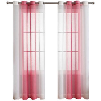 2er Set Gardinen Grau Wohnzimmer Vorhänge mit Ösen Gardinen Fenster,Gardine Transparent Ösenschal Image
