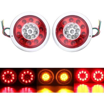 Memkey - 2er-Pack runde Rückleuchten mit 19 LEDs, bernsteinfarben, rot, für LKW-Anhänger, Image