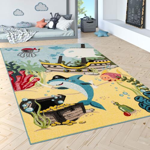 Kinderteppich Clown Fisch Aqua Kinderzimmer Teppich In Türkis Grün Creme Pink 120x170 cm - Paco Home