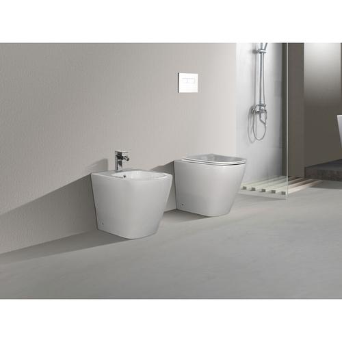 Moon Paar bodenstehende Sanitäranlagen ohne Spülrand mit Rimless-Ablauf, wc, Bidet und