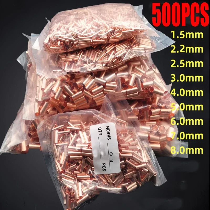 100/200/500Pcs Kupfer Rohr Terminal Kabelschuh Crimp Anschluss Set Rohr Draht Joint Kleine Rohr Elektrische draht Stecker Kit Image