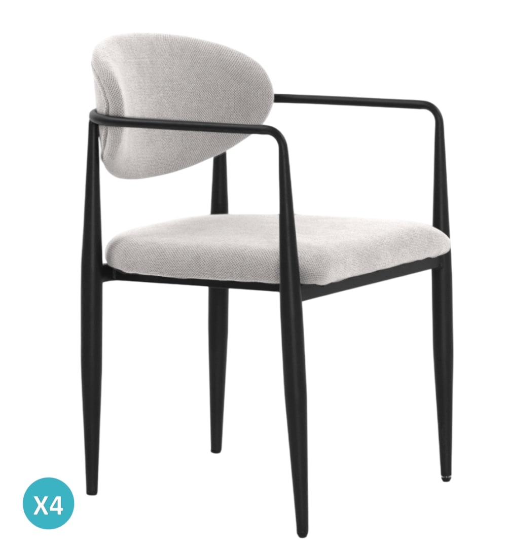 Lot de 4 fauteuils rembourrés en chenille