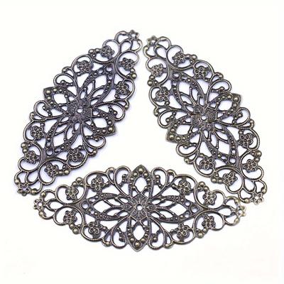 TEMU 10-pack Olive Filigree Flower Connectors - Holiday Theme Alloy Metal Embellishments For Scrapbooking, Crafts & Jewelry Making - Vintage Bronze Tone, Floral Hollow Design