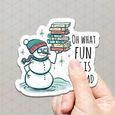 TEMU Snowman Books Decal, Christmas , For Enthusiasts, Adhesive Decoration For Laptops, Notebooks, And