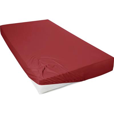 Spannbettlaken PRIMERA "Mako-Feinjersey Spannbetttuch", rot, B:90-100cm L:200cm, Mako-Jersey, Obermaterial: 100% Baumwolle, Laken, Geeignet für Standardmatratzen bis 22 cm, 100% Baumwolle Image
