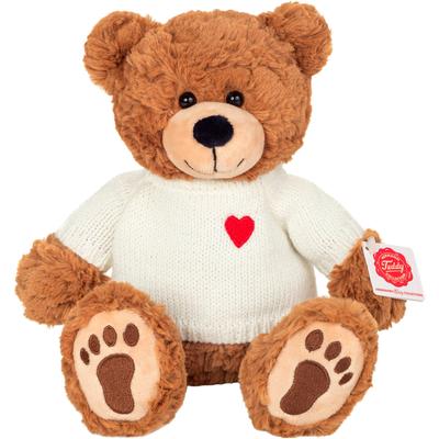 Kuscheltier TEDDY HERMANN "Teddy Percy mit Pullover 30 cm" Plüschfiguren braun (braun weiß) Kinder