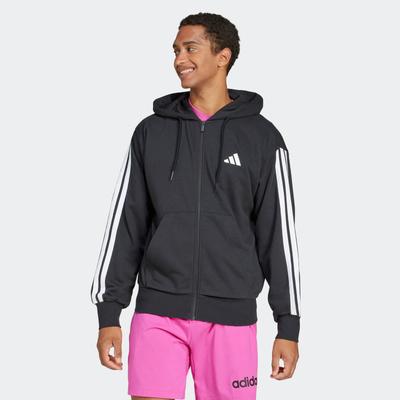 Kapuzensweatshirt ADIDAS SPORTSWEAR "M 3S FT FZ HD", Herren, Gr. XXXL, schwarz-weiß (schwarz, weiß), Obermaterial: 55% Baumwolle, 36% Polyester, 9% Viskose, sportlich, Sweatshirts Image